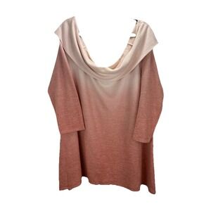 Torrid Super Soft Plush Ombré Cowl Neck Top Sweater Size 3 (3X) Light Pink Coral